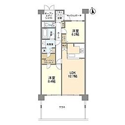 ダイアパレス三の丸西 2階2LDKの間取り