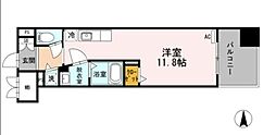 名駅アイサンメゾン 6階ワンルームの間取り
