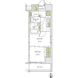 ザ・パークハビオ名古屋松原 12階2Kの間取り