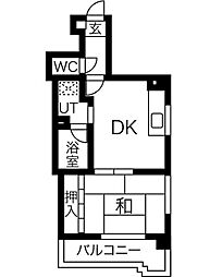 メゾンクリスタル 4A 4階1DKの間取り