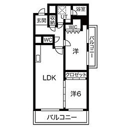 グランプリシード 603 6階2LDKの間取り