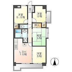 サンメゾン八熊 11階4DKの間取り