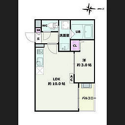 Jack atsutakoshinII 3階1LDKの間取り