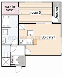 リーブルファイン東春田 1階1LDKの間取り