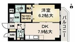シャルム・八田 5階1LDKの間取り