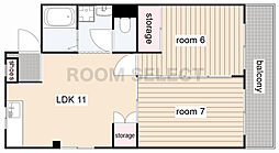 シャンテちくさ 2DKの間取図画像