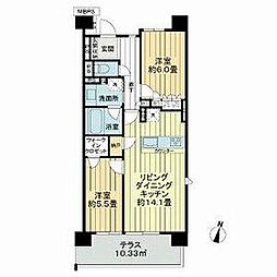 ライオンズ名駅通ゲートライズ 1階2LDKの間取り