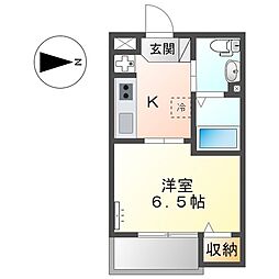 エストソレイユ 1Kの間取図画像