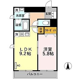 ロータス亀島 1LDKの間取図画像