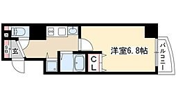 プレサンス覚王山D-Style2 1Kの間取図画像