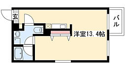 クロサスレジデンス徳川園 ワンルームの間取図画像