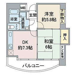 ナビシティ上社 2DKの間取図画像