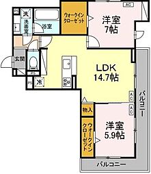 リエート 301 3階2LDKの間取り