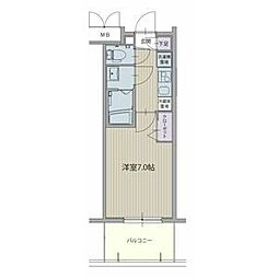 パルティール並木 1Kの間取図画像