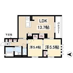 Luposia 2LDKの間取図画像