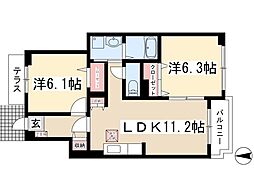 サンワード 2LDKの間取図画像