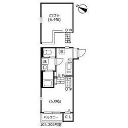 ハーモニーテラス西野町 1Kの間取図画像