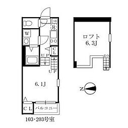 ハーモニーテラス愛知町 1Kの間取図画像