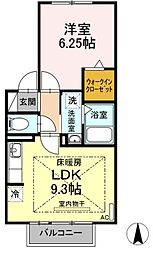 レクスト下方 1LDKの間取図画像