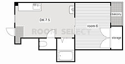 川島第三ビル 1DKの間取図画像