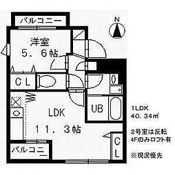 パレットM・T 1LDKの間取図画像