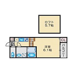 PalosVerdes 1Kの間取図画像