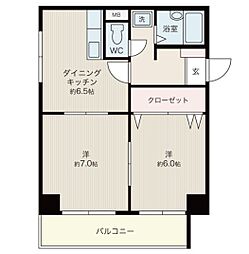 ライフステージ徳川 2DKの間取図画像