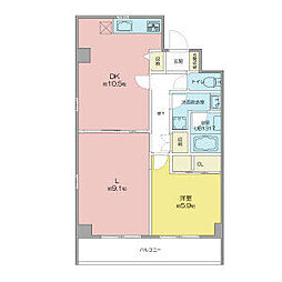 エミナンス汐路 1LDKの間取図画像