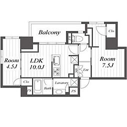 プラウドタワー栄 2LDKの間取図画像