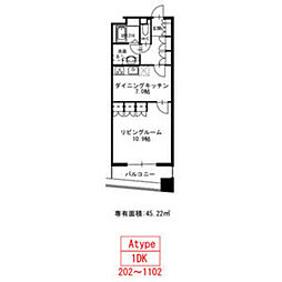 セイント橘 1DKの間取図画像