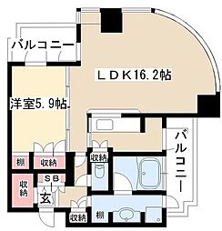 千種タワーヒルズ 1LDKの間取図画像