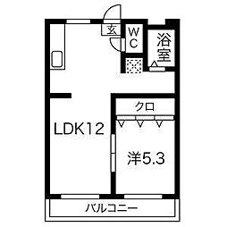 キャスモマンション 1LDKの間取図画像