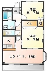 プティエシャトー 2LDKの間取図画像