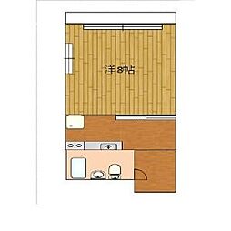 香流リヴァーサイドマンション 1Kの間取図画像