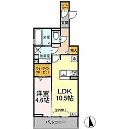 名古屋市中村区十王町アパート 1LDKの間取図画像