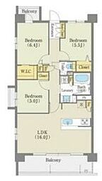 アデグランツ藤が丘 3LDKの間取図画像