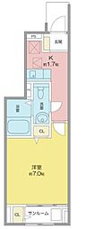 ベルタレジーナ2 1Kの間取図画像