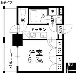 メイプルコート本山 1Kの間取図画像