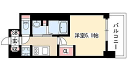 エステムコート名古屋栄プレシャス 1Kの間取図画像