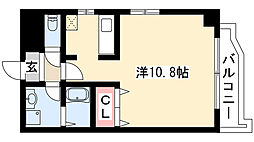 覚王山エクセル 1Kの間取図画像