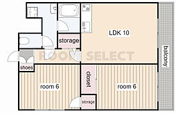 グリーンエミナンス唐山 2LDKの間取図画像