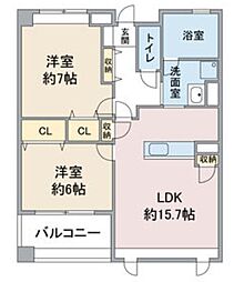 アリエス 2LDKの間取図画像