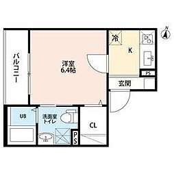 supersunny日比野 1Kの間取図画像