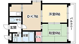 ソレイユ上社 2DKの間取図画像