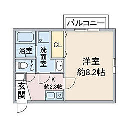 アリヴィオ東苑 1Kの間取図画像