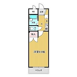 レナ三宅 1Kの間取図画像
