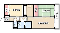 ユーハウス引山 2LDKの間取図画像