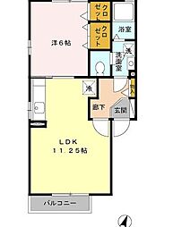 ウィルモア開平 1LDKの間取図画像