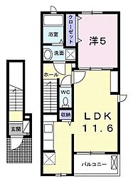 ジョニーサウス 1LDKの間取図画像