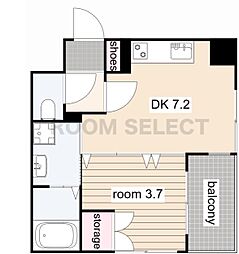 アーバン伏見 1DKの間取図画像